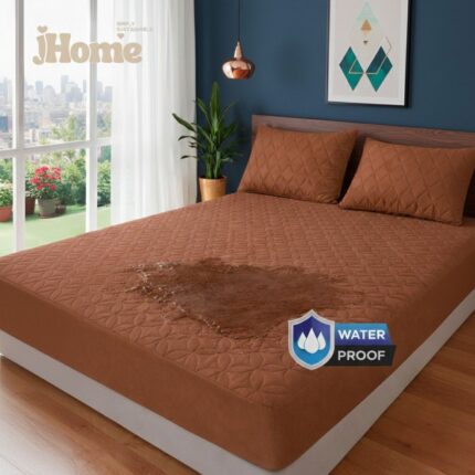 JHome Quilted Waterproof Fitted Mattress Protector – Brown