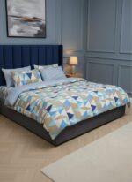 JHome 6-Piece Geometric Comforter Set – Modern Blue & Beige Collection - Image 3